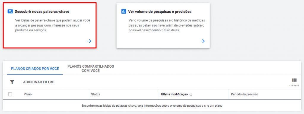 Imagem 2: Acessando o Planejador de Palavras-Chave
